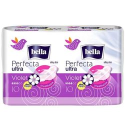 Bella - Perfecta Ultra VIOLET - Supercienka podpaska z osłonkami bocznymi o świeżym zapachu DWUPAK 10 + 10szt 5900516305451