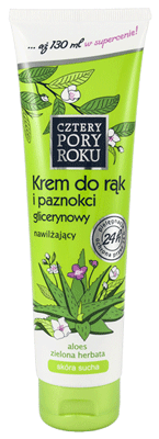 Cztery Pory Roku - Nawilżający krem do rąk i paznokci glicerynowy ALOES i ZIELONA HERBATA skóra sucha 130ml 5901501001228